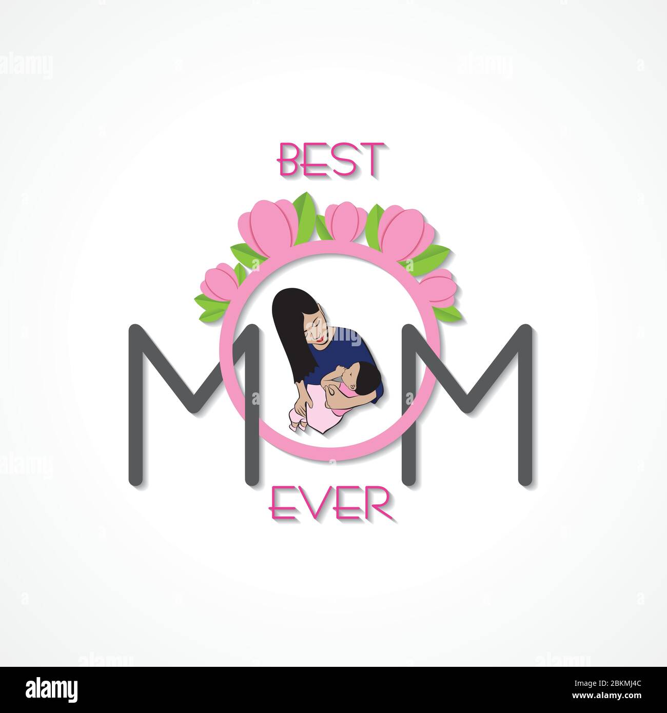 Illustration Of Happy Mother`s Day Greeting Banner Or Poster Best Mom